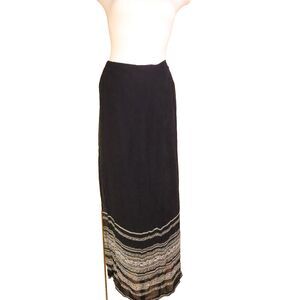 Liz & Me Sheer Lined Maxi Skirt Black with White Stripe Size 1X Dressy Career